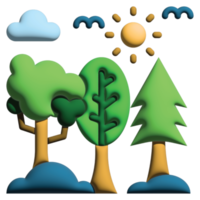 3D illustration forest in nature set png