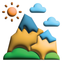 3D illustration mountain in nature set png