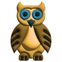 3D illustration owl in nature set png