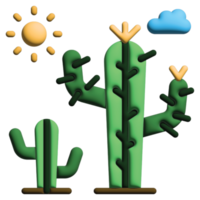 3D illustration cactus in nature set png