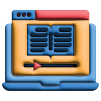 3D illustration computer in online learning set png