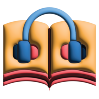 3D illustration listening in online learning set png