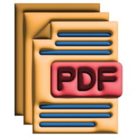 3D illustration pdf in online learning set png