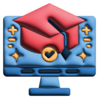 3D illustration graduation in online learning set png