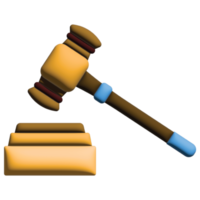 3D illustration gavel in credit and loan set png