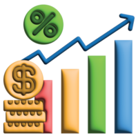 3D illustration interest rate in credit and loan set png