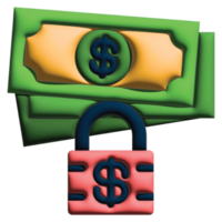 3D illustration lock in credit and loan set png