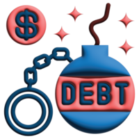 3d ilustración deuda en crédito y préstamo conjunto png