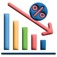 3d illustration taux vers le bas dans crédit et prêt ensemble png