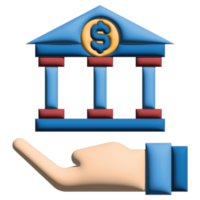 3d ilustración banco en crédito y préstamo conjunto png