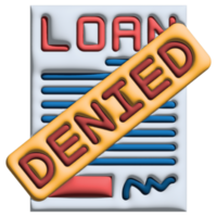 3D illustration denied in credit and loan set png