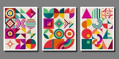 Abstract Bauhaus geometric pattern background vector circle