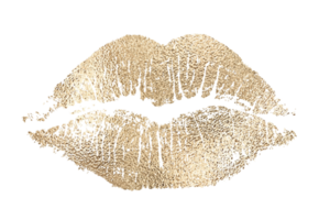 Gold lips isolated on a transparent background png