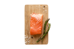 Beige table with salmon fish isolated on a transparent background png