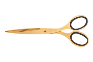 Gold scissors isolated on a transparent background png