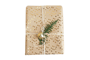 Beige christmas gift box isolated on a transparent background png