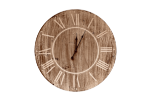 Wooden brown clock isolated on a transparent background png