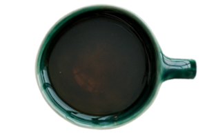 Green cup with coffee isolated on a transparent background png