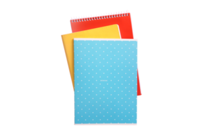 Blue, yellow and red notebook isolated on a transparent background png