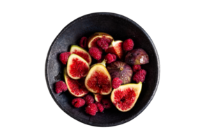 noir bol avec figues des fruits isolé sur une transparent Contexte png