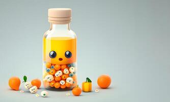 Yellow color pills and bottles designed for world health day on a white background. . photo