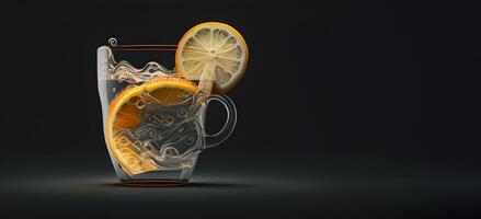 a cup of tea with lemon illustration design by . photo