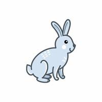 Cute polar hare on white background. Vector doodle illustration. Sticker for children.