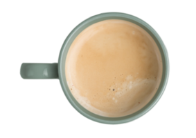 Blue cup with coffee and milk isolated on a transparent background png