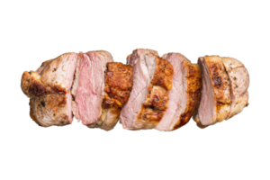 Pieces of cooked meat isolated on a transparent background png