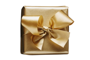 Gold gift box isolated on a transparent background png