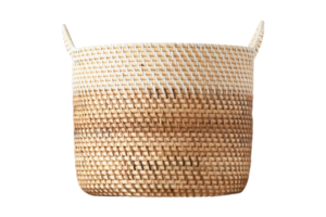 Beige straw basket isolated on a transparent background png