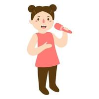 expressive singing girl with microphone in hand vector