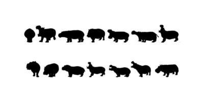 Hippopotamus Silhouette for Logo, Art Illustration, Icon, Symbol, Pictogram or Graphic Design Element. Vector Illustration