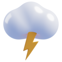 3d carino nube cartoon.meteo icona nube e tuono. 3d interpretazione png