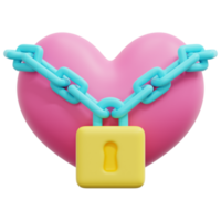 locked heart 3d render icon illustration png
