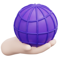 world 3d render icon illustration png