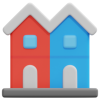 terraced house 3d render icon illustration png
