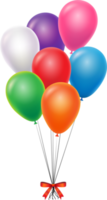 Balloon colorful tied together with red bow png