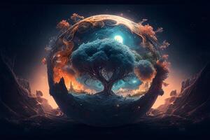Earth view in space for world earth day. . photo