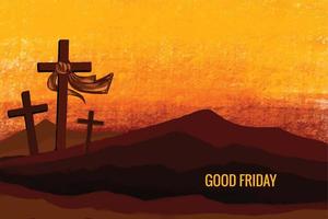 Good friday with jesus christ crucifixion scene background vector