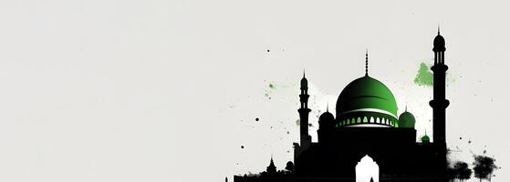 silhouette of a mosque on the white background for happy Ramadan Mubarak. . photo