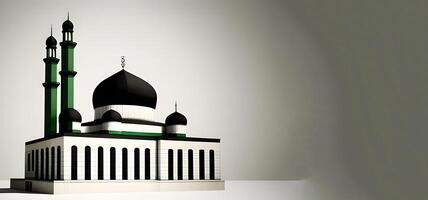 silhouette of a mosque on the white background for happy Ramadan Mubarak. . photo