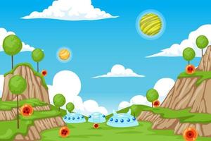 Nature Landscape with Flying Star Balls Concept vector
