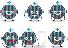 Doctor profession emoticon with grill cartoon character vector