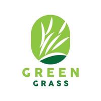 Green Grass Logo, Nature Plant Vector, Agriculture Leaf Simple Design, Template Icon Illustration vector