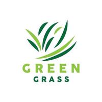 Green Grass Logo, Nature Plant Vector, Agriculture Leaf Simple Design, Template Icon Illustration vector