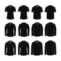 Black Polo Shirt Mockup Template Outline vector