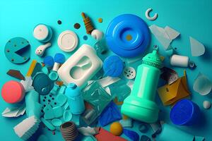 el plastico juguetes para reciclaje. generativo ai. foto