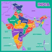 Colorful India Map With Outlines vector