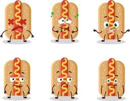 Hotdog cartoon in character with nope expression vector